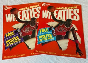 lot 30A image: (2) Michael Jordan Wheaties Basketball Posters