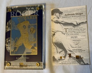 lot 41A image: Roger Maris 10,000 Limited Edition 24 kt Gold Signature Colelctible 61st Home Run With COA Baseball Card