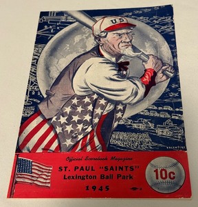 lot 61A image: St. Paul Saints 1945 Official Scorebook Magazine Vintage Baseball