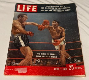 lot 65A image: 1958 Life Magazine April 7th - Sugar Ray vs Bailio Boxing