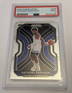 lot 57 image: Anthony Edwards RC PSA 9 Mint 2020 Prizm #258 Rookie Minnesota Timberwolves Football Card