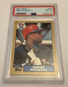 lot 93 image: Kirby Puckett PSA 8 NM-MT 1987 Topps #450 Minnesota Twins Baseball Card