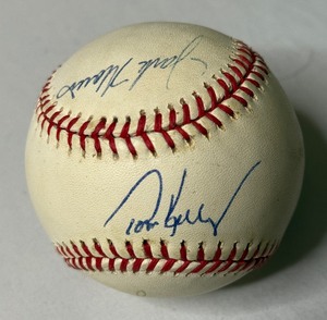 lot 77A image: Jack Morris, Tom Kelly, John Gordon and Signed Rawlings OALB Brown Baseball - Minnesota Twins