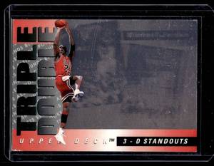 lot 20 image: Michael Jordan Triple Double 3-D Standouts Holo1993 Upper Deck #TD2 Basketball Card