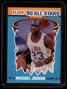 lot 43 image: Micahel Jordan 1990 Fleer All-Stars Sticker #5 Basketball Card