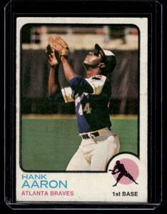 lot 44 image: Hank Aaron 1973 Topps #100 Vintage Baseball Card