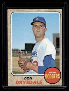 lot 91 image: Don Drysdale 1968 Topps #145 Vintage Baseball Card