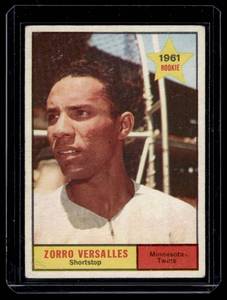 lot 92 image: Zorro Versalled RC 1961 Topps #21 Vintage Minnesota Twins Baseball Card