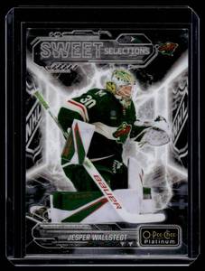 lot 103 image: Jesper Wallstedt RC OPC Platinum Sweet Selections Insert 2025 #SS-5 Minnesota Wild Rookie Hockey Card