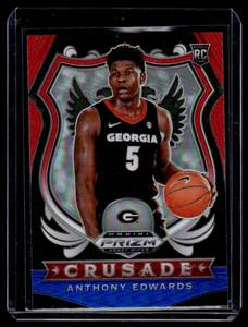 lot 110 image: Anthony Edwards RC 2020 Prizm Draft Picks #81 Rookie Minnesota Timberwolves Basketball Card