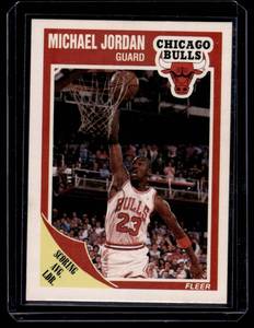 lot 113 image: Michael Jordan 1989 Fleer #21 Basketball Card
