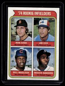lot 137 image: Reggie Sanders RC 1974 Topps Rookie Infielders #600 Vintage Baseball Card
