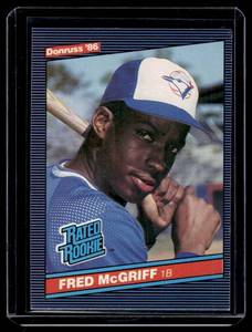 lot 153 image: Fred McGriff RC 1986 Donruss #28 Rated Rookie Baseball Card