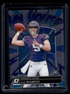 lot 157 image: JJ McCarthy RC My House Insert 2024 Donruss Optic #6 Rookie Baseball Card