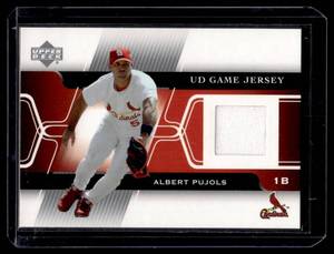 lot 160 image: Albert Pujols Relic 2005 Upper Deck Game Jersey #GJ-AP Baseball Card