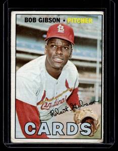 lot 177 image: Bob Gibson 1967 Topps #210 Vintage Baseball Card