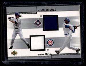 lot 192 image: Alex Rodriguez  Sammy Sosa Dual Game-Used Relic 2022 Upper Deck Combo Jersey #CJ-RS Baseball Card