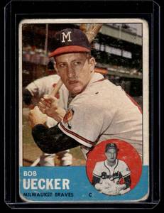 lot 240 image: Bob Uecker 2nd Year 1st Solo 1963 Topps #126 Vintage Baseball Card