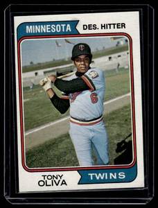 lot 266 image: Tony Oliva 1974 Topps #190 Vintage Baseball Card