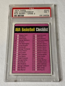 lot 25 image: 1972 Topps ABA Basketball Checklist PSA 7 NM Vintage Basketball Card