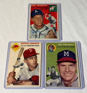 lot 185 image: 1954 Topps 3 Vintage Baseball Card Lot #1