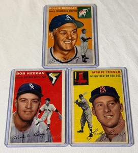 lot 186 image: 1954 Topps 3 Vintage Baseball Card Lot #1