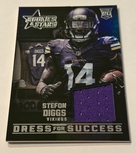 lot 194 image: Stefon Diggs RC Relic 2015 Rookies and Stars Dress For Success #DS13 Rookie Minnesota Vikings Football Card