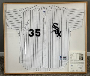 lot 4 image: Frank Thomas Signed With JSA Full LOA Jersey Framed (or unframed) - Rawlings Size 52 Chicago White Sox Baseball