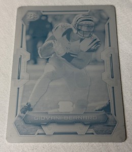 lot 34B image: Giovani Bernard 1 of 1 Cyan Printing Plate 2015 Bowman #26 Football Card