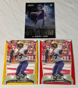 lot 91A image: JJ McCarthy 3 Card Rookie Minnesota Vikings Football Card