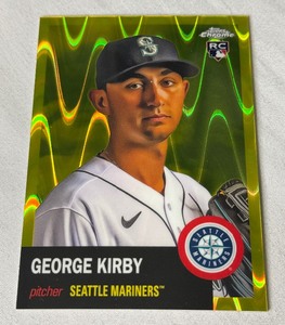 lot 92A image: George Kirby RC 250 Yellow Raywave 2022 Topps Chrome #460 Numbered 144250 Rookie Baseball Card