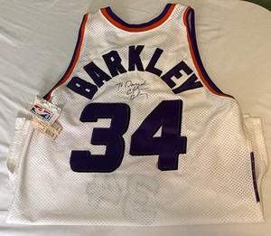 lot 22B image: Charles Barkley Signed Phoenix Suns Basketball Jersey With JSA COA NBA Authentic Champion Jersey Size 44