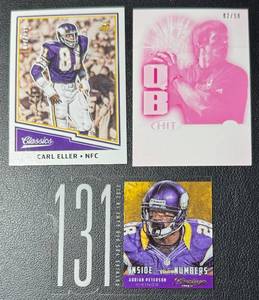 lot 103A image: 3-Card Minnesota Vikings NFL NumberedInsert Football Card Lot