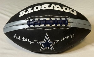 lot 122A image: Bob Lilly Signed Dallas Cowboys Football With JSA COA