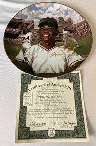 lot 141A image: Willie Mays Bradford Exchange Super Stars of Baseball Limited Edition Plate