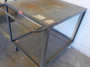 lot 62 image: Metal 2 Shelf Cart on Wheels 30 x 4...