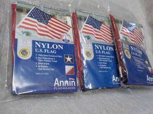 lot 189 image: 3 Nylon 3 ft x 5 ft US Flags...