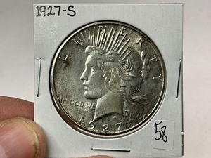 lot 58 image: 1927-S Peace Silver Dollar