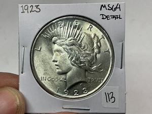 lot 113 image: 1923 Peace Silver Dollar