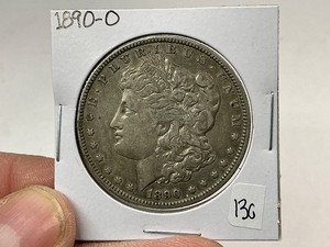 lot 130 image: 1890-O Morgan Silver Dollar