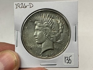 lot 135 image: 1926-D Peace Silver Dollar