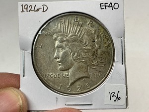 lot 136 image: 1926-D Peace Silver Dollar