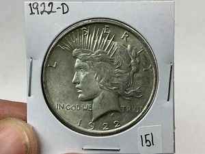 lot 151 image: 1922-D Peace Silver Dollar