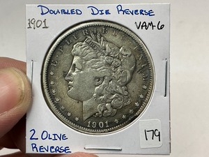 lot 179 image: 1901 2 Olive Reverse Morgan Silver Dollar