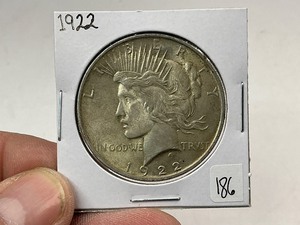 lot 186 image: 1922 Peace Silver Dollar