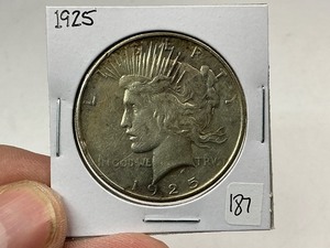 lot 187 image: 1925 Peace Silver Dollar