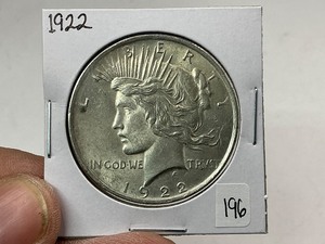 lot 196 image: 1922 Peace Silver Dollar