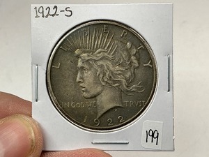 lot 199 image: 1922-S Peace Silver Dollar