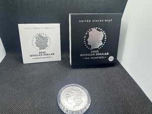 lot 46 image: 2021-S Privy Uncirculated Morgan Silver Dollar in Original Mint Box with COA