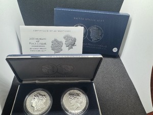 lot 48 image: 2025 Reverse Proof Morgan and Peace Silver Dollars - Two Coin Set - Spectacular Coins